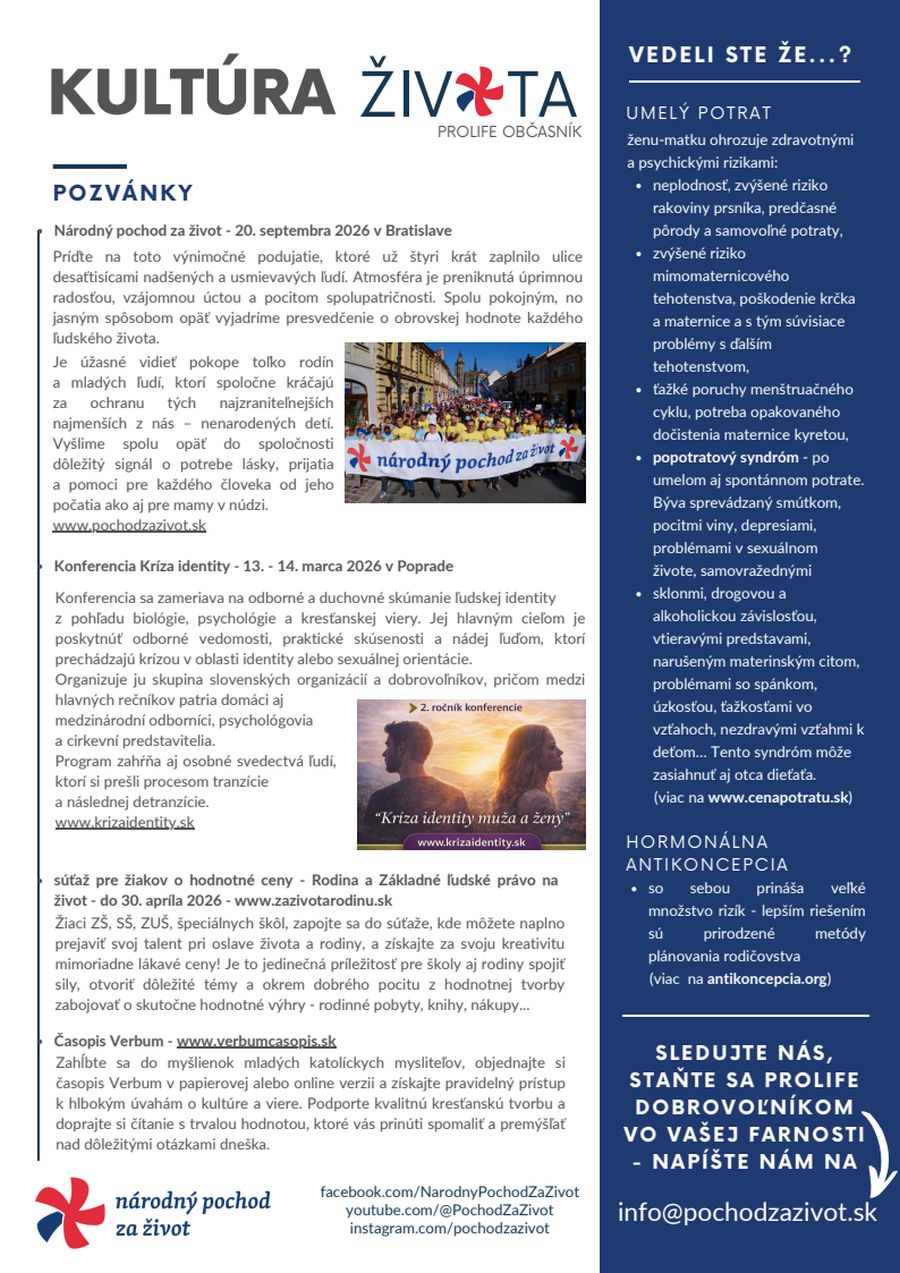 Národný pochod za život 2026